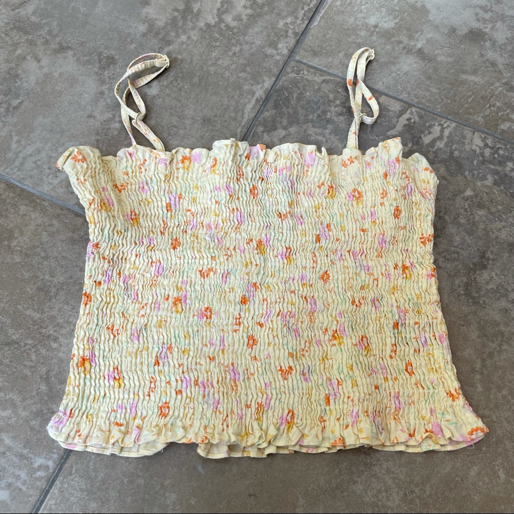 Ralph Ralph Lauren Yellow Floral Crop Tank Top - Picture 8 of 9